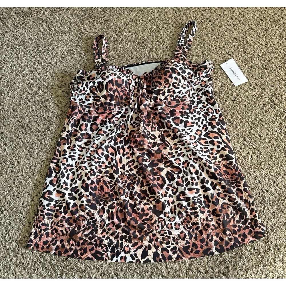 NWT Meet Curve Women's Leopard Print Swim-dress Size 4X